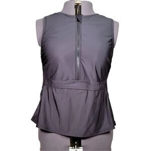 All in Motion Women's Sleeveless Zipper Front Rash Guard Sz 18W